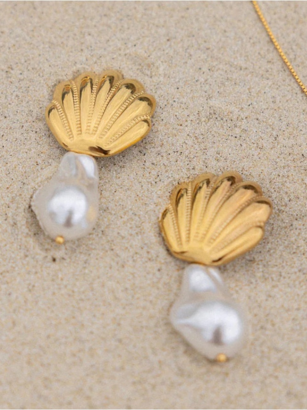 Casa Clara Pearl and Gold Shell Earrings. Brand new!